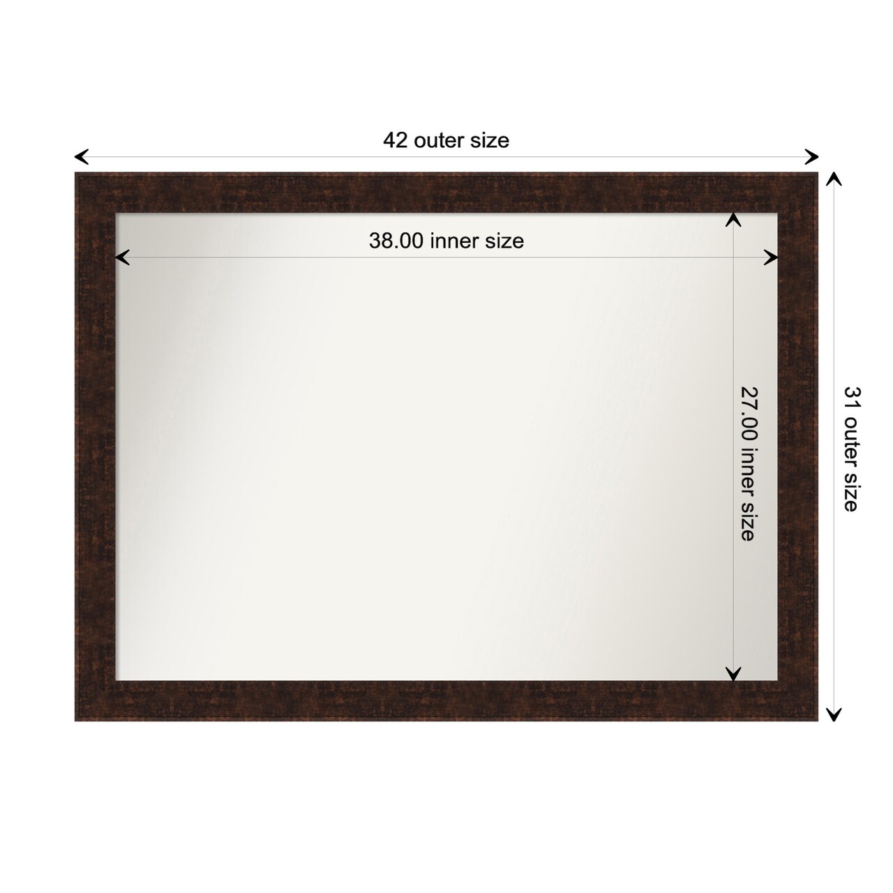 Amanti Art Non-Beveled Wall Mirror, William Mottled Bronze Narrow Frame